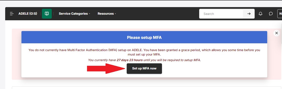 The message that will appear when MFA has not been set up. 